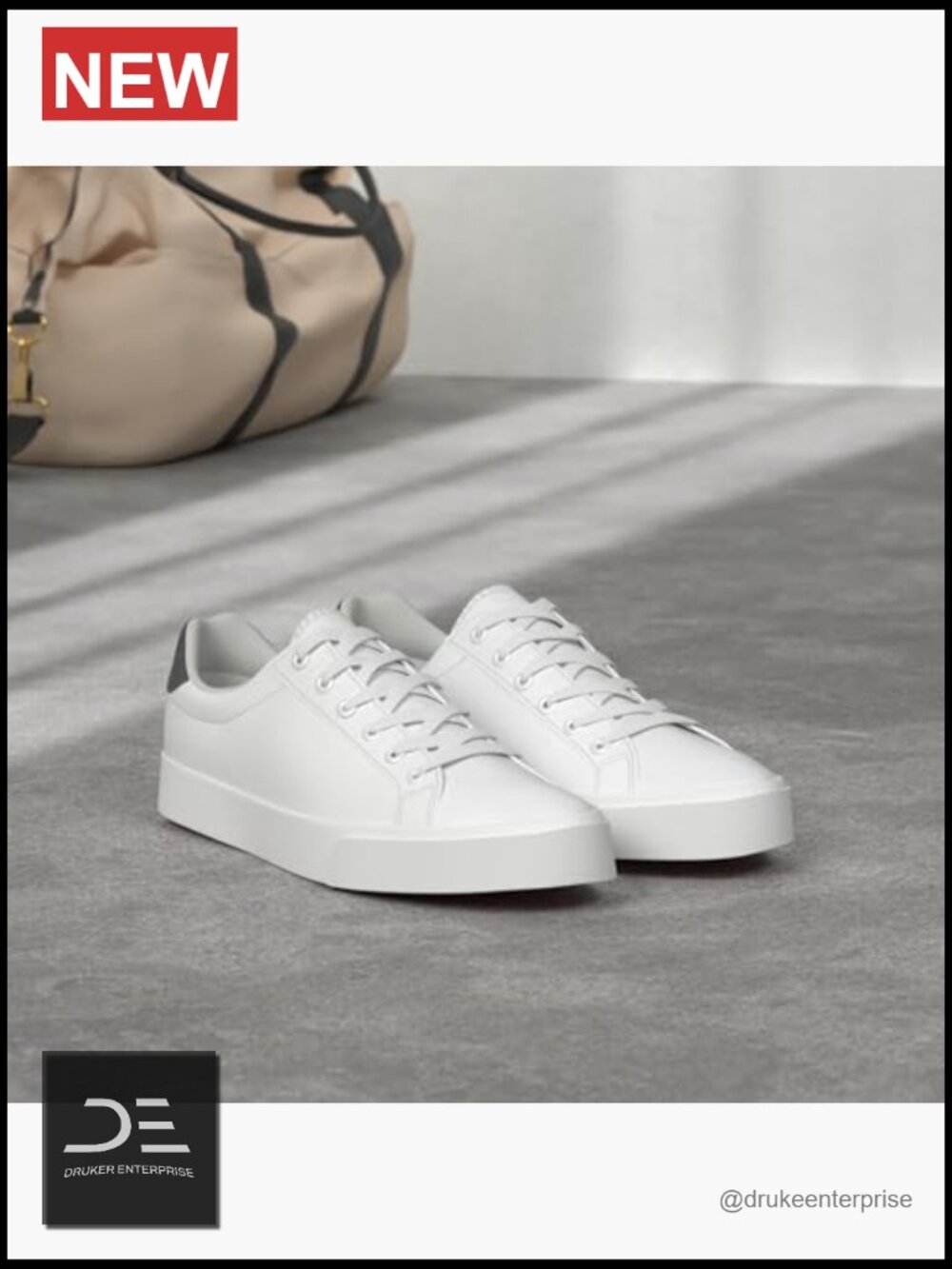 White PU Leather Low Top Fashion Sneakers Casual Shoe for Men - Picture 3 of 7